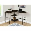 Daphnes Dinnette 48 in. Espresso Top & Black Metal Corner Computer Desk DA3596436